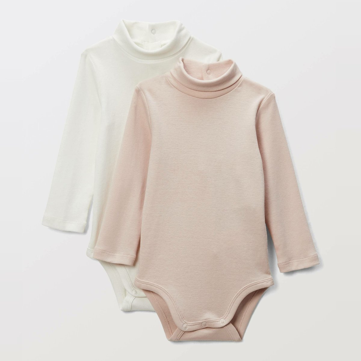 Lot de 2 bodies à col roulé uni en coton BIO GOTS beige chine, BOUT'CHOU