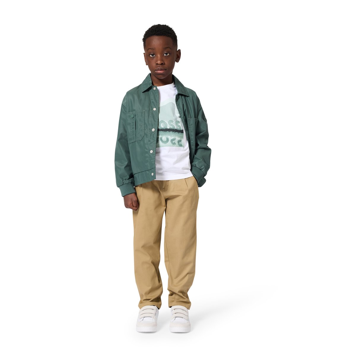 Baskets à bandes auto agrippantes blanc, BOSS KIDSWEAR