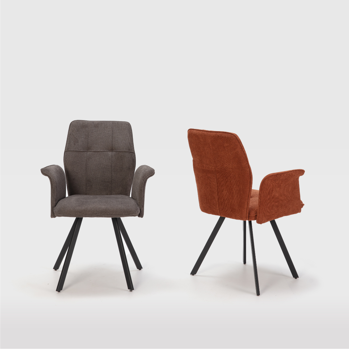 Lot de 2 fauteuils en tissu avec pieds en métal noir L62 cm - MERY orange, CALICOSY