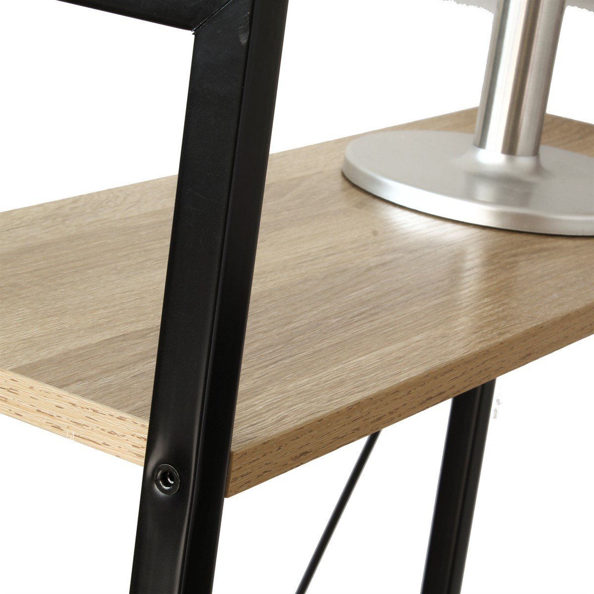Bureau L120cm avec 4 étagères style industriel bois clair, CALICOSY