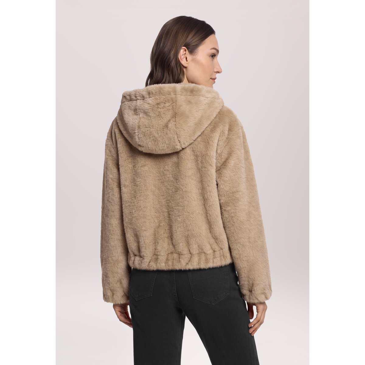 Veste en peluche à capuche silver mink, GIL BRET
