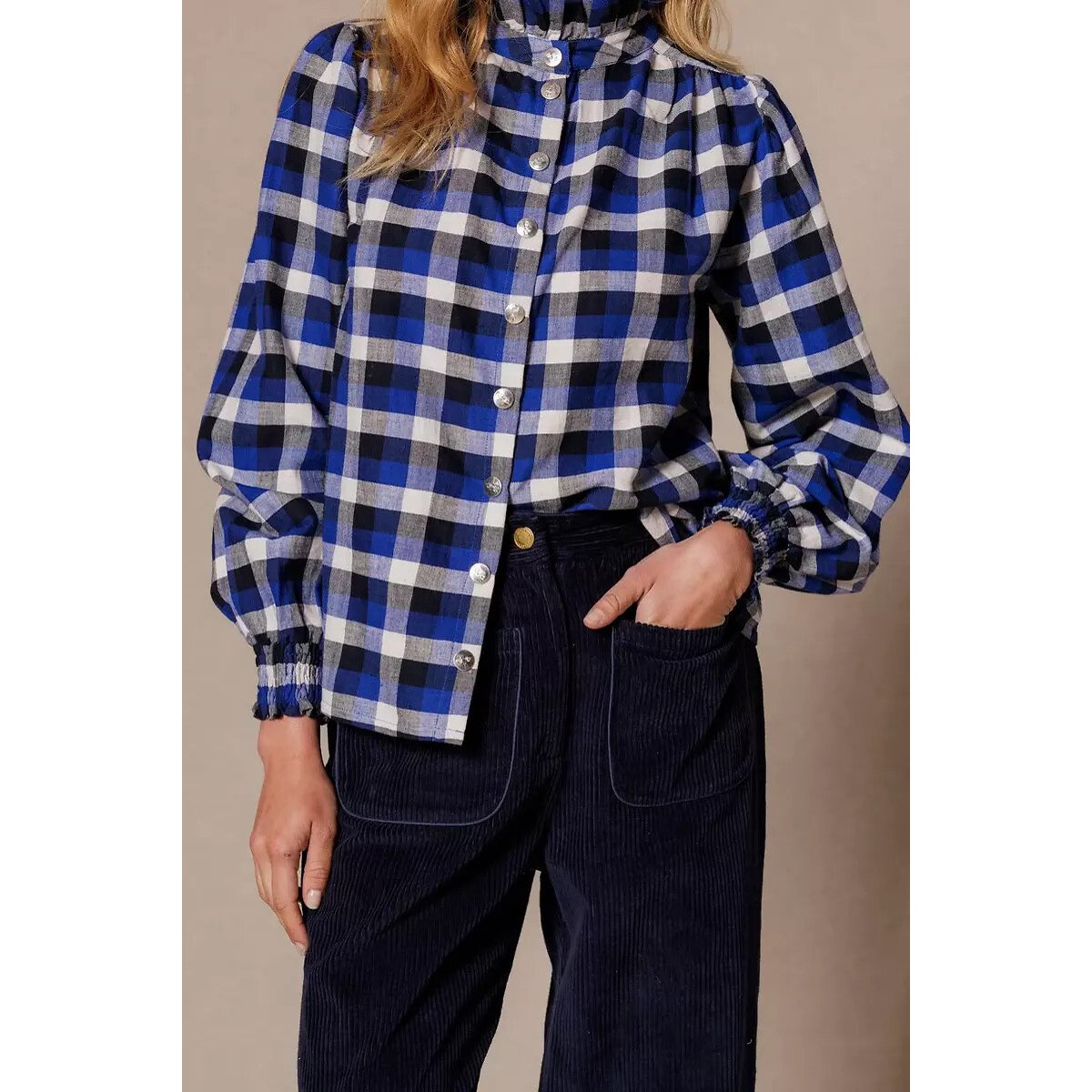 Pantalon large en velours côtelé, POMARI indigo, APACHES COLLECTIONS