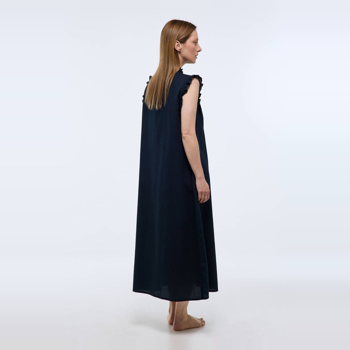 Chemise de nuit sans manches en coton BIO GOTS marine, MONOPRIX