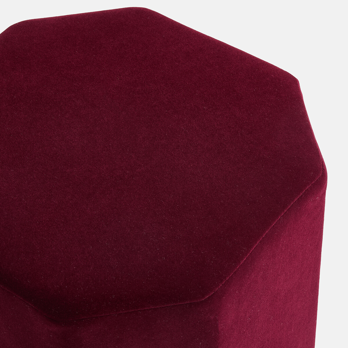 Pouf en velours, base en plaqué noyer, diamètre 32,5 cm, THALIO violet, LA REDOUTE INTERIEURS