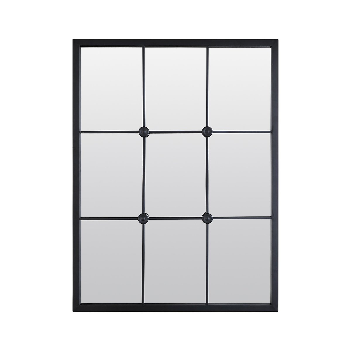 Miroir industriel avec cabochons 80x60cm noir, EMDE