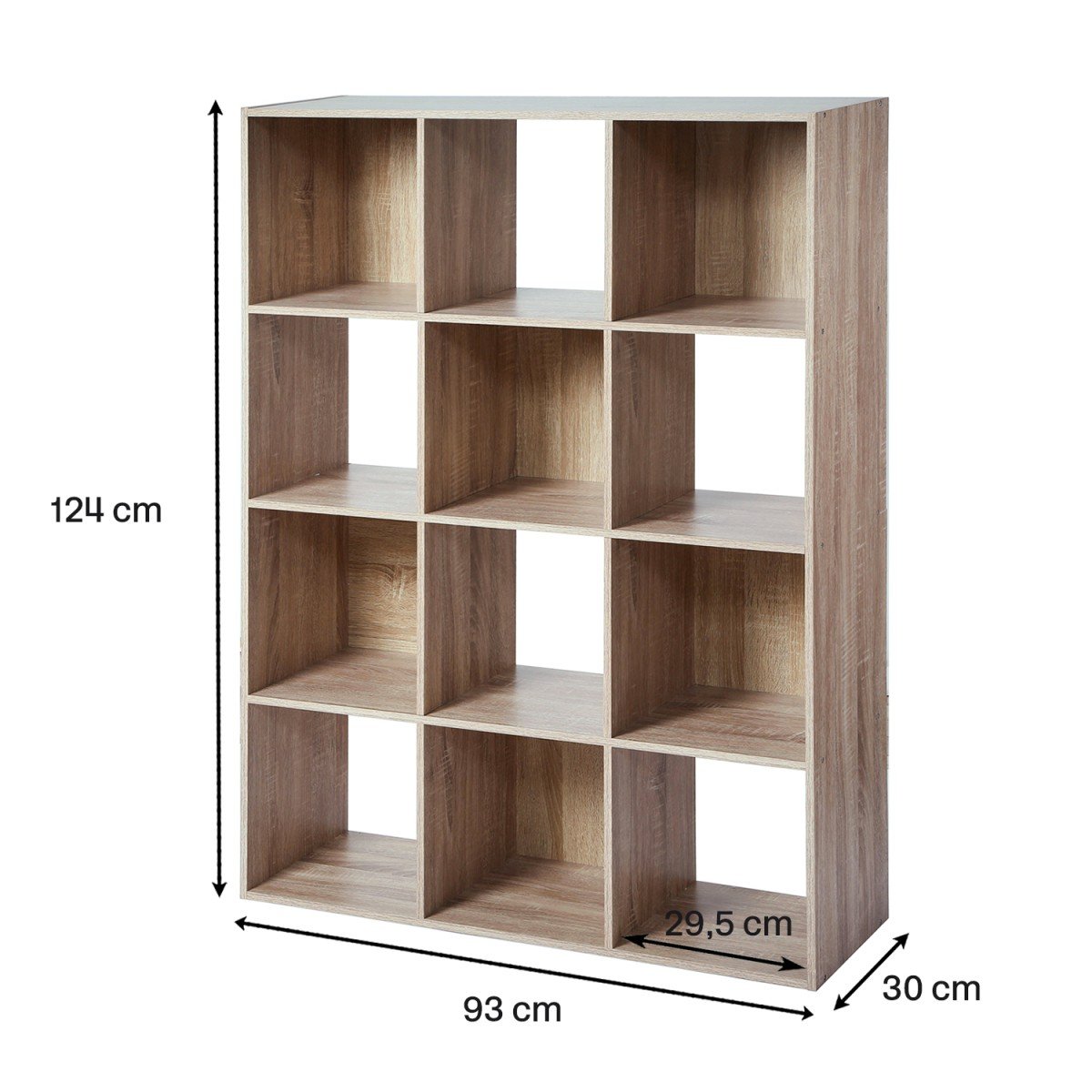 Etagère de Rangement 12 Cases L93 cm - COMPO bois clair, CALICOSY