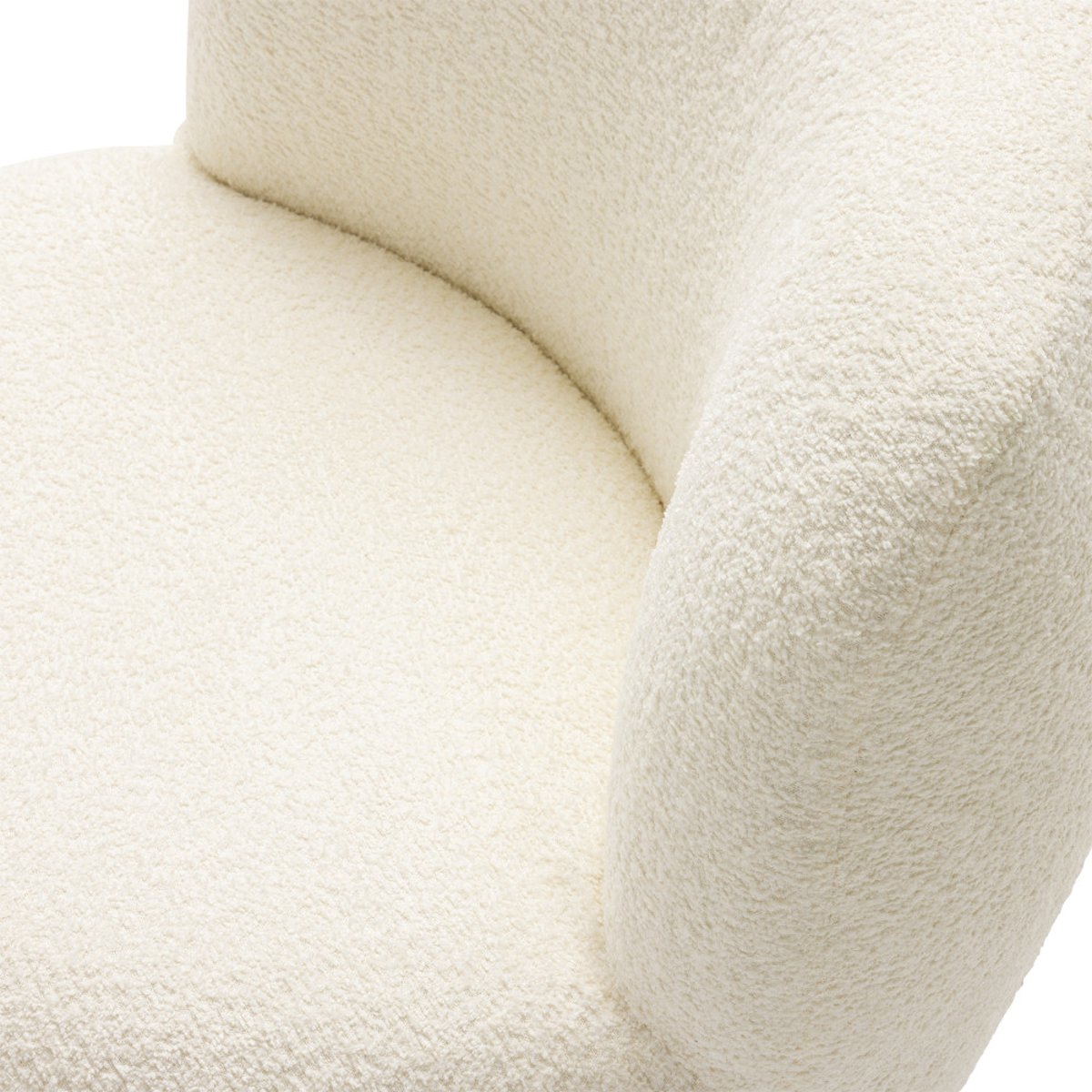 Fauteuil rond en tissu bouclette- MO blanc, DRAWER