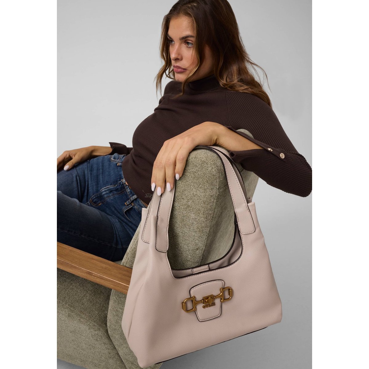 Sac Hobo Sunset crème, GUESS