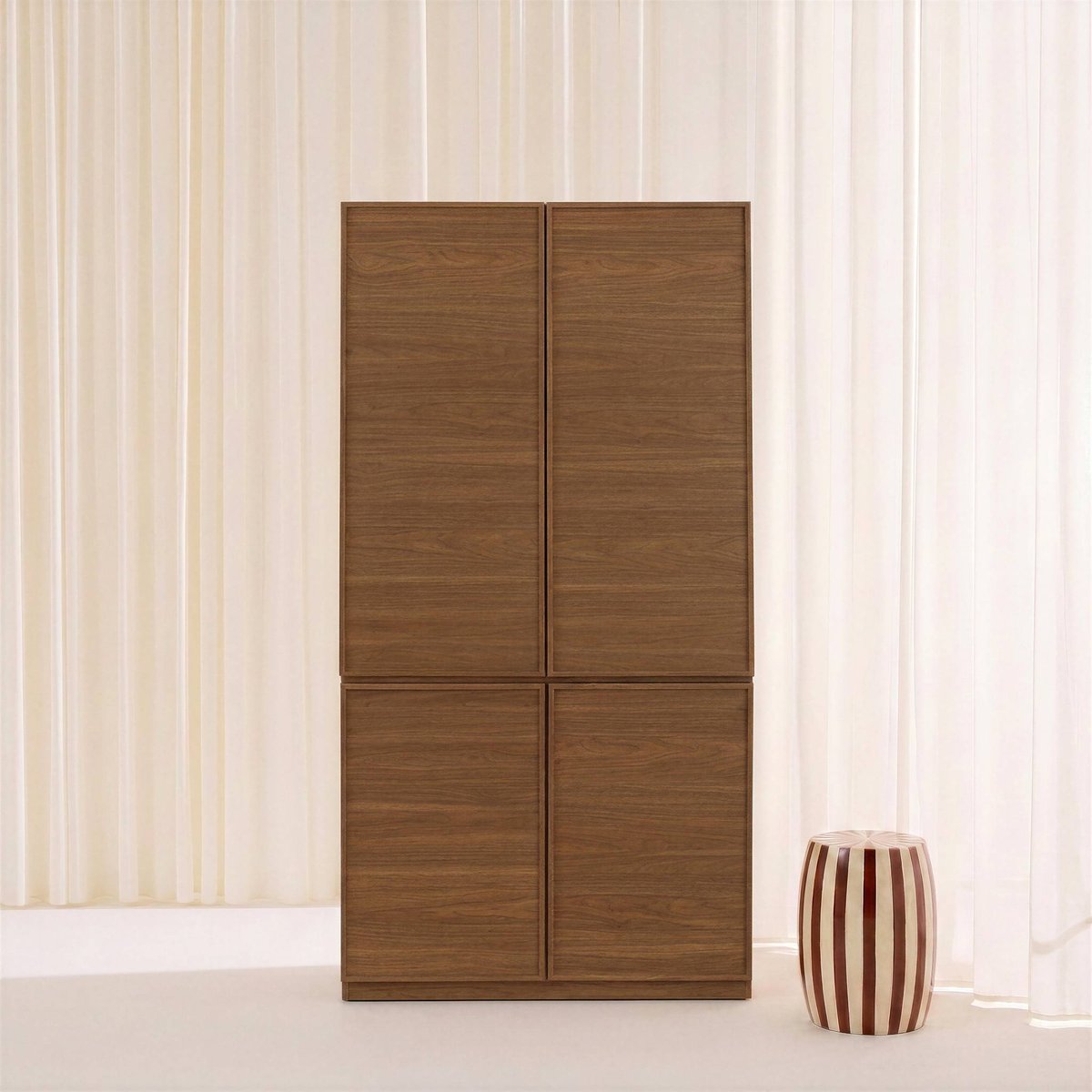 Module dressing décor bois 4 portes 1 penderie KUBA naturel, SWEEEK
