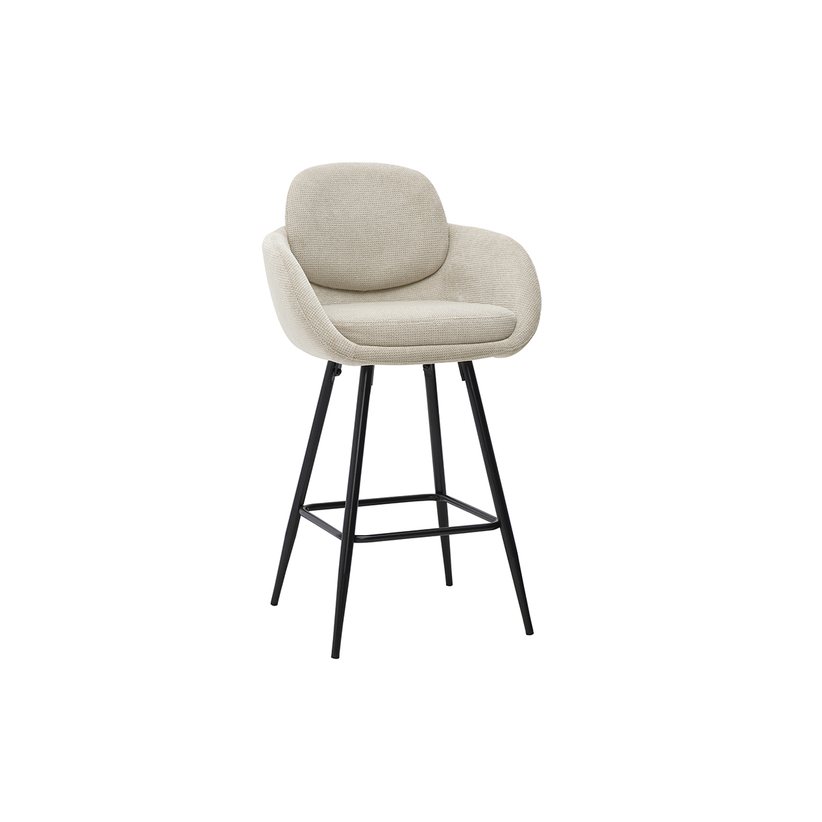 Tabourets de bar en tissu chenille terre brûlée et métal noir H68.5 cm (lot de 2) SLAKE beige, MILIBOO