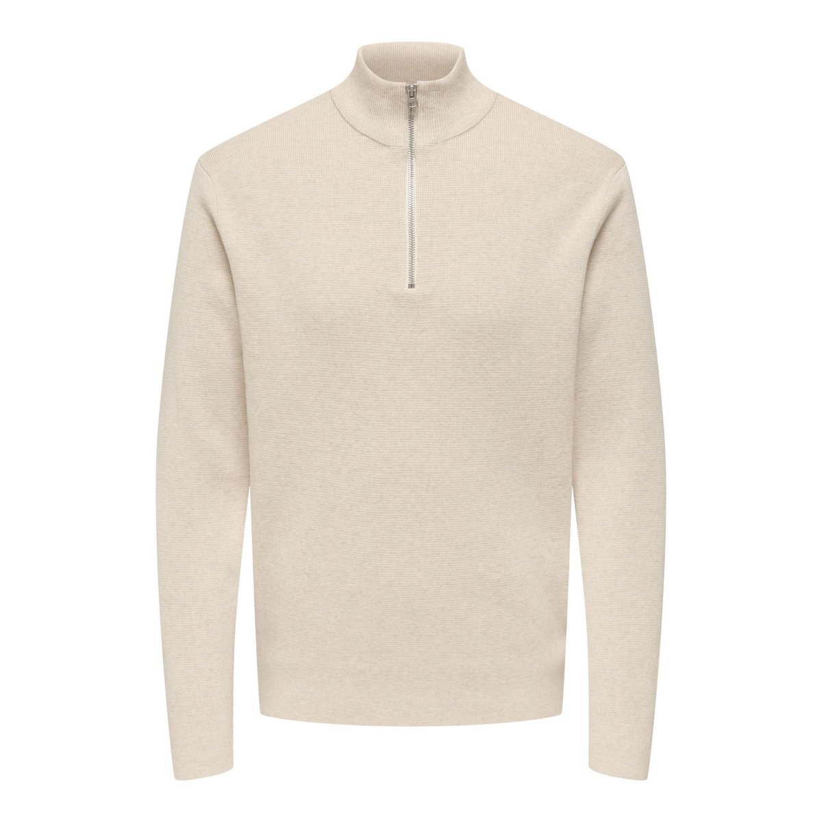 Pull col montant zippé, droit ecru, ONLY & SONS