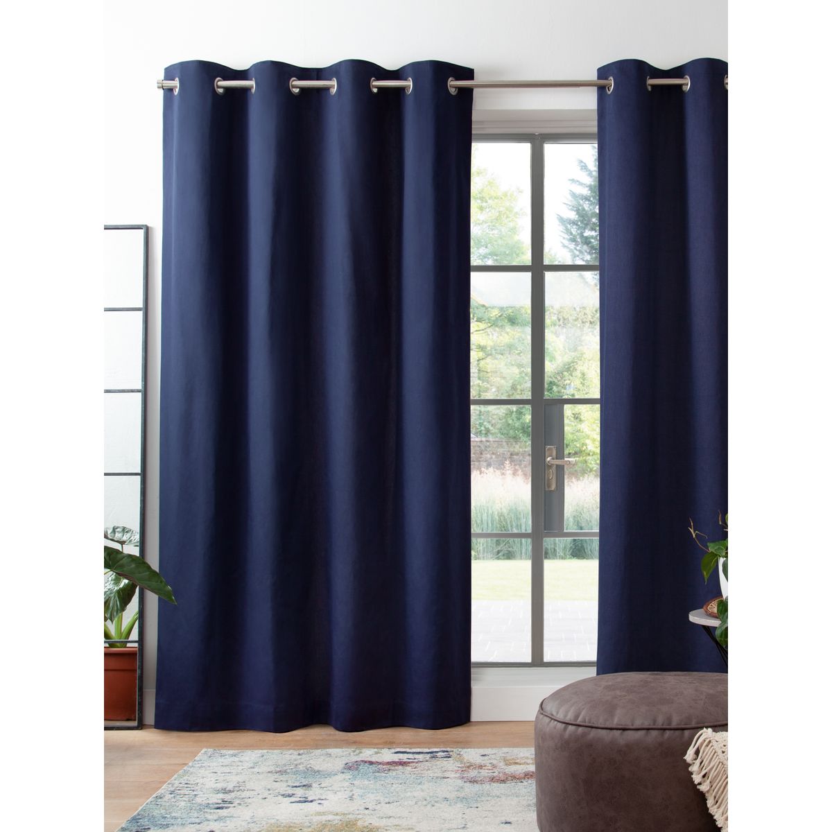 Rideaux à œillets en coton bleu marine, NEXT