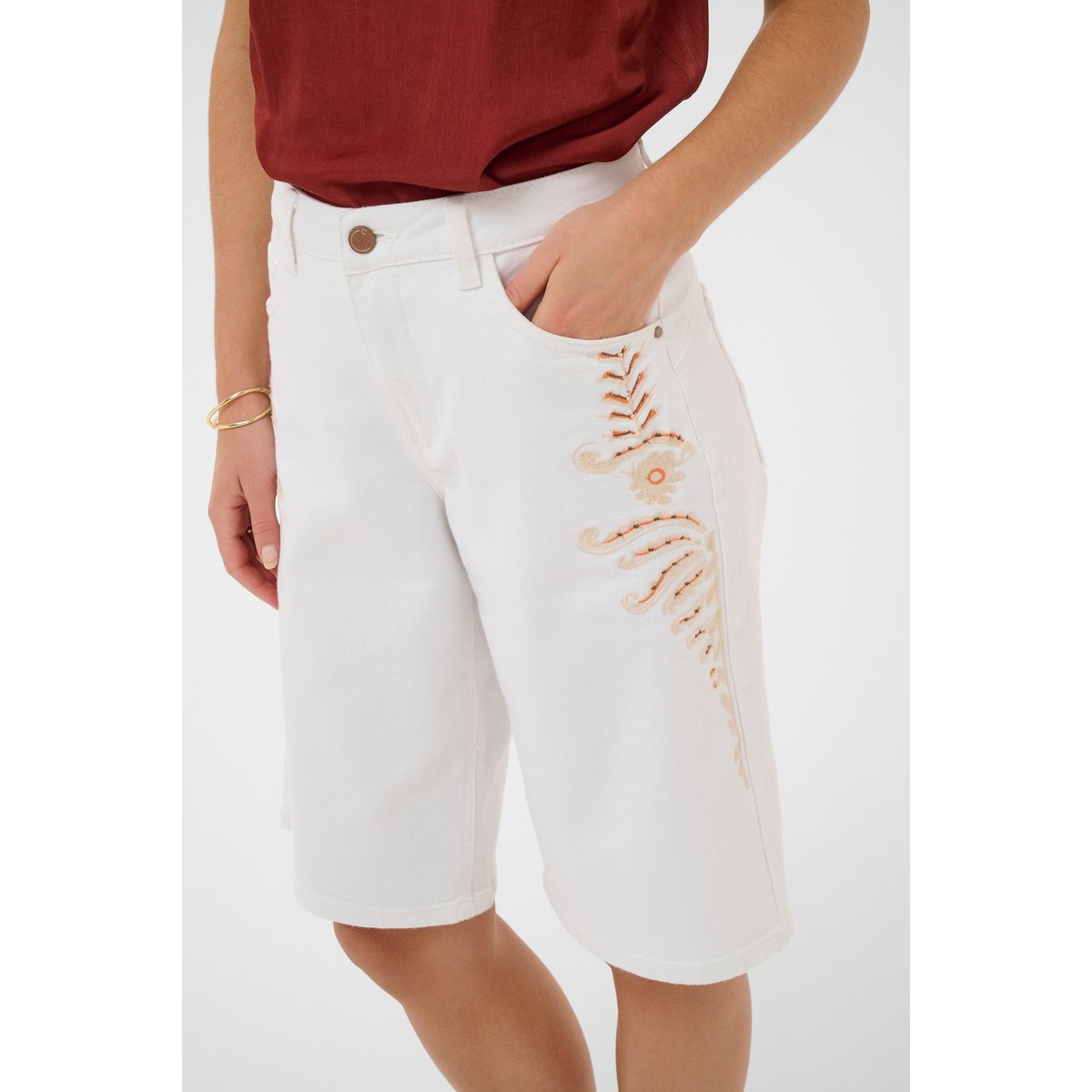 Shorts casual blanc snow white, CREAM