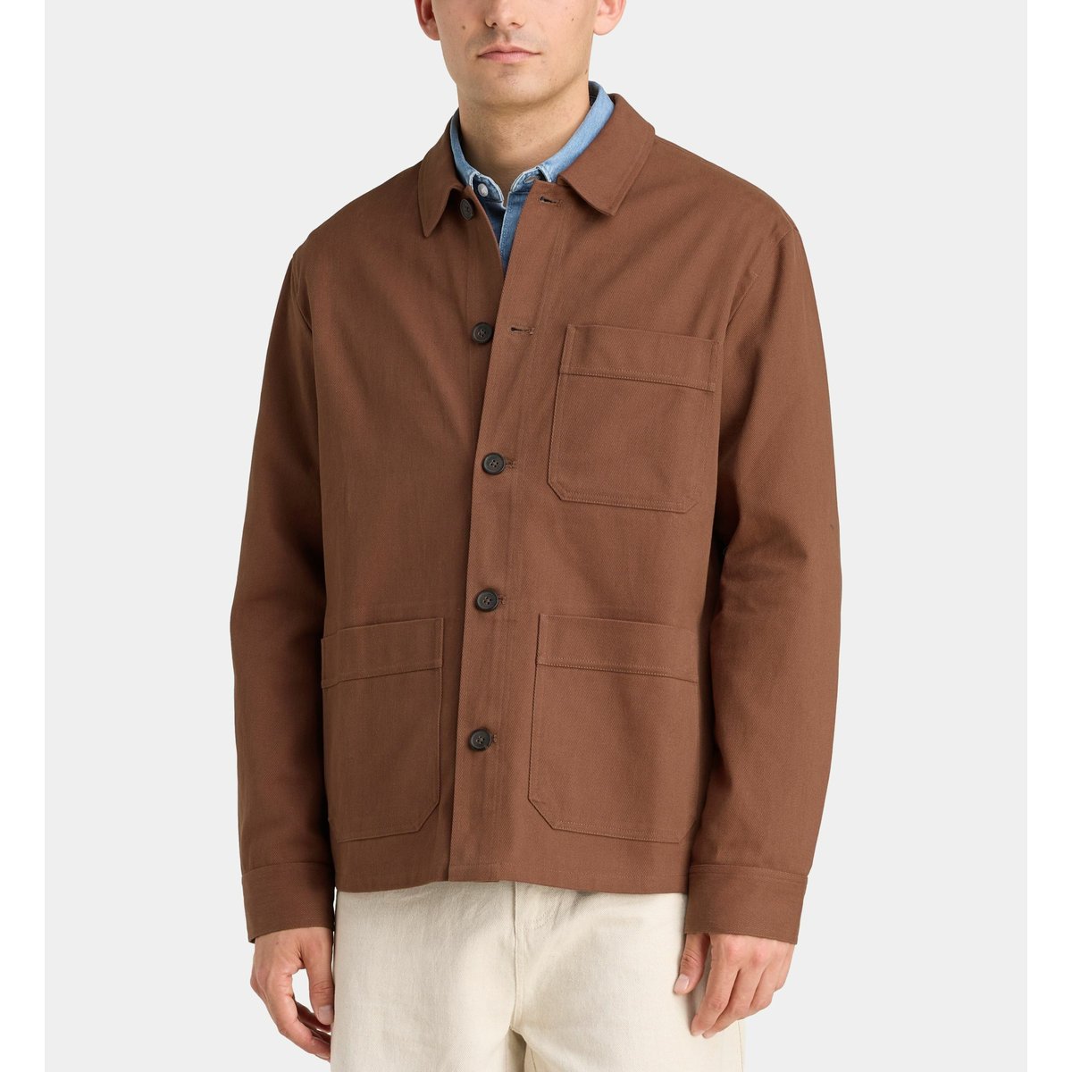 Veste worker natelier en coton marron chocolat, GALERIES LAFAYETTE