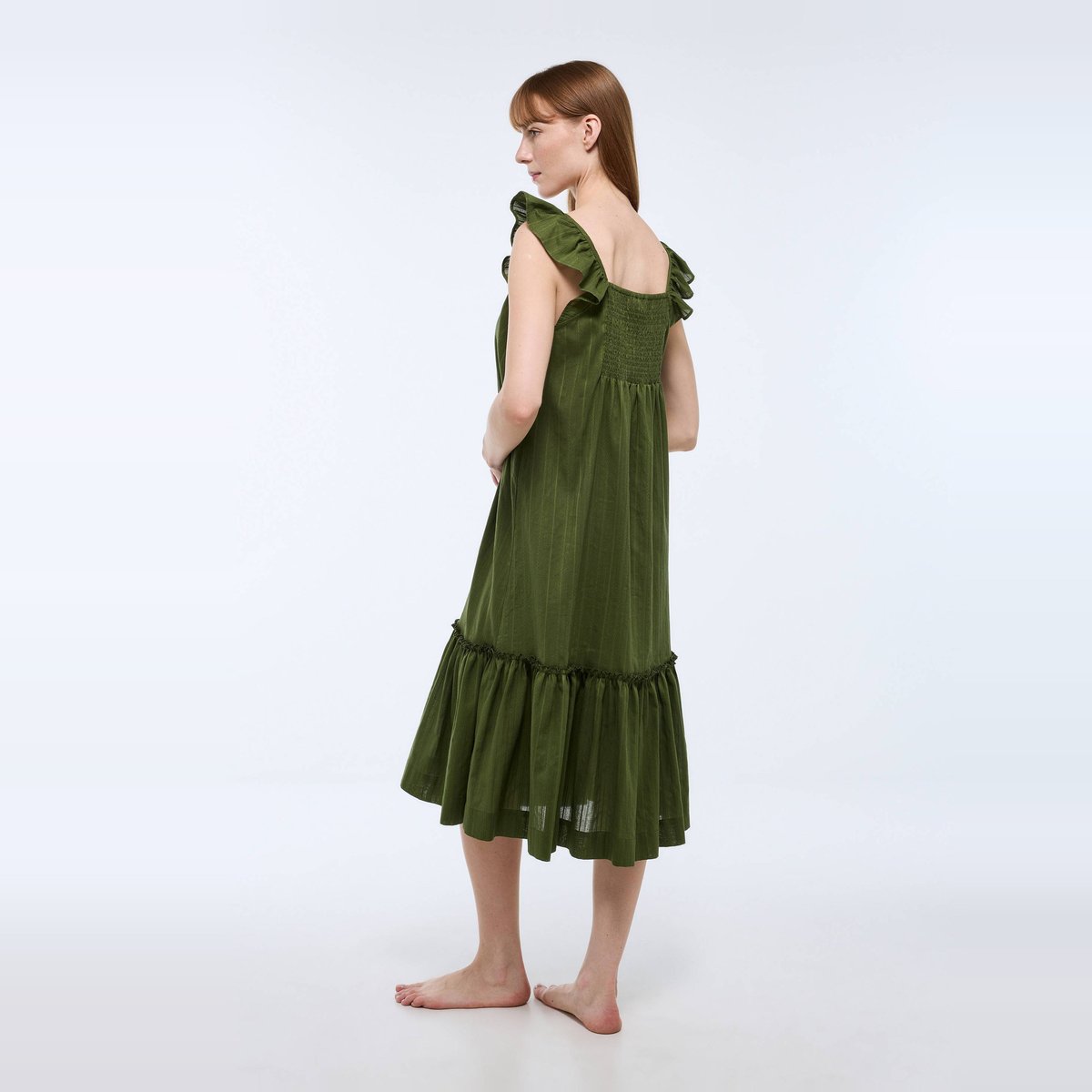 Chemise de nuit unie en coton bio GOTS asparagus, MONOPRIX