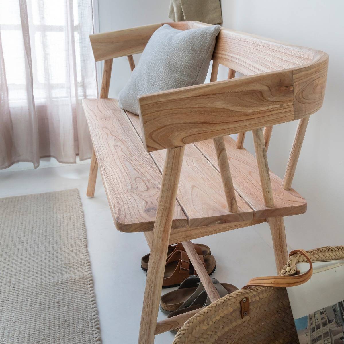 Banc en bois de teck JUNE bois clair, MADE IN MEUBLES 