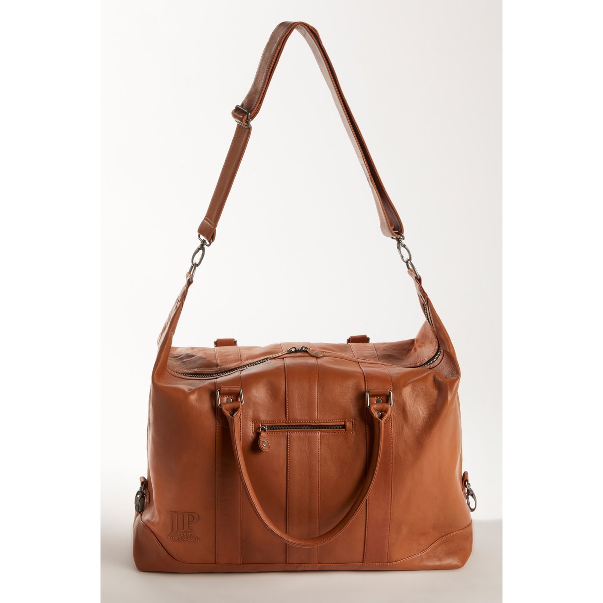 Sac Weekender, en cuir d'agneau nappa marron cognac, JP1880