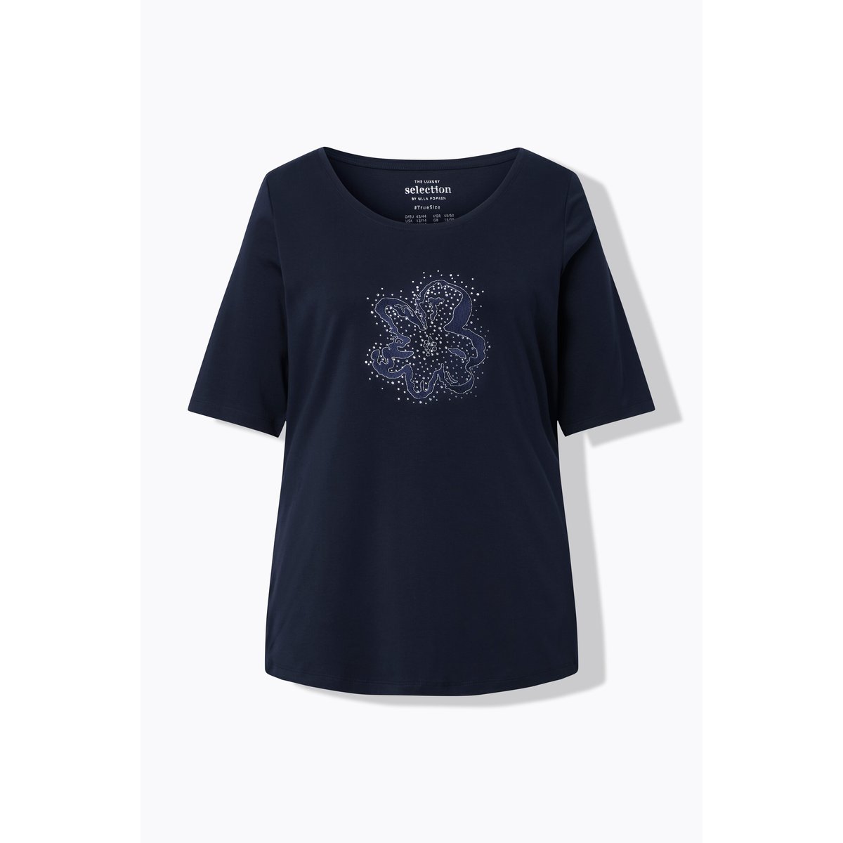 T-shirt en coton Pima marine foncé, ULLA POPKEN