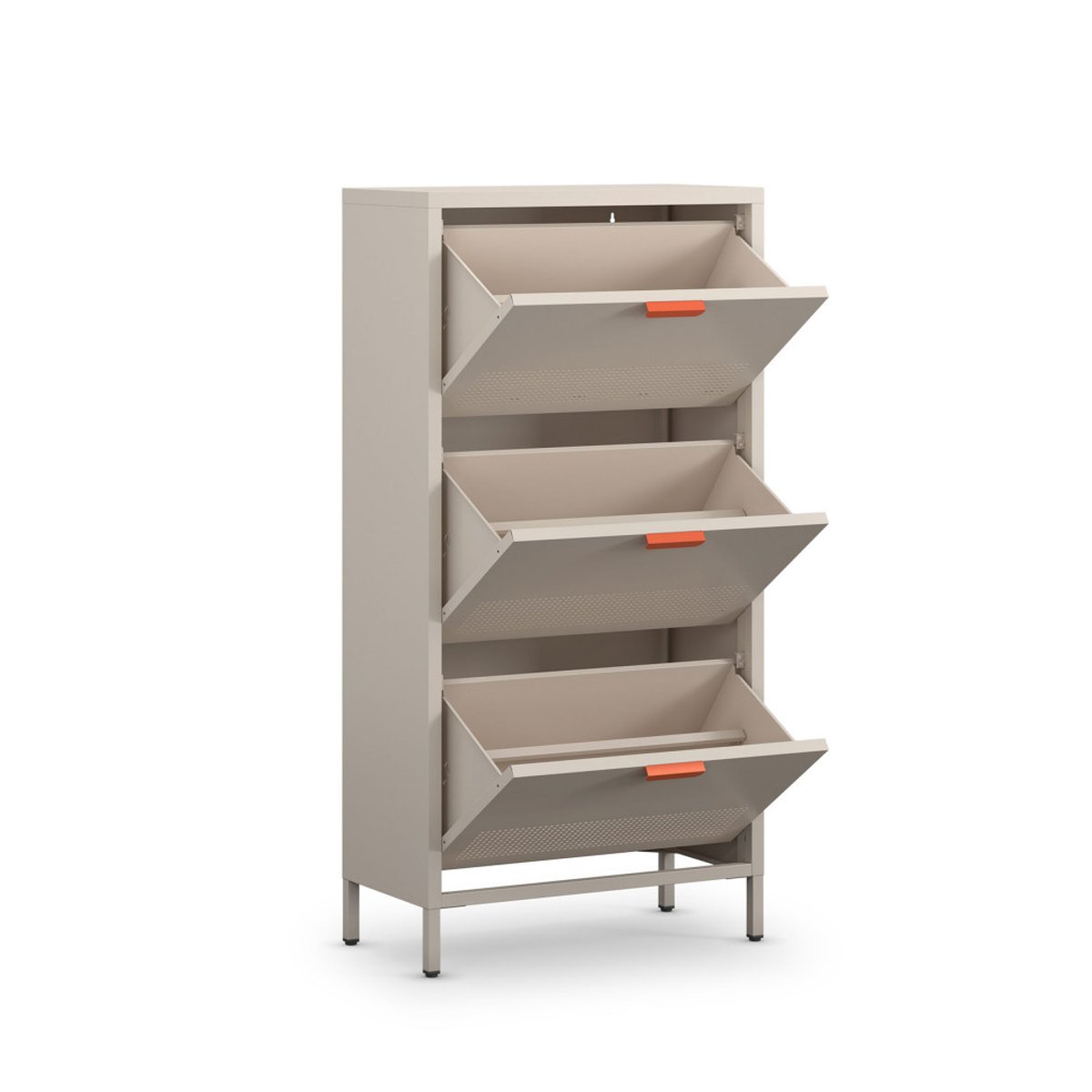 Meuble à chaussures 3 portes en métal H120cm- ADEL beige, DRAWER