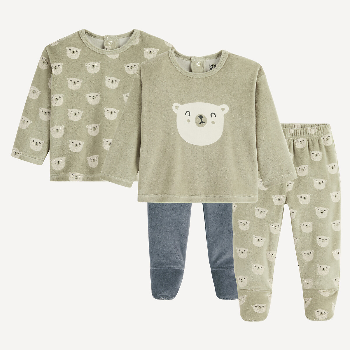 Lot de 2 pyjamas velours, motif oursons assortis, LA REDOUTE COLLECTIONS