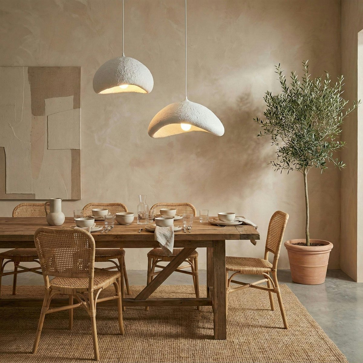 Suspension blanche wabi-sabi 2 abat-jour 70 cm NOXIS blanc, PIER IMPORT