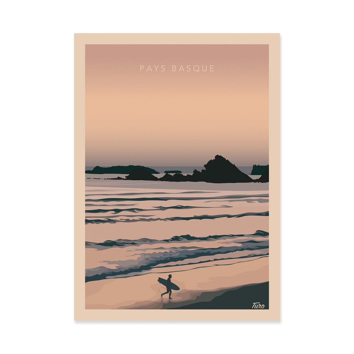 Affiche d'art - Pays Basque Version 2 - TuroMemoriesStudio violet, WALL EDITIONS