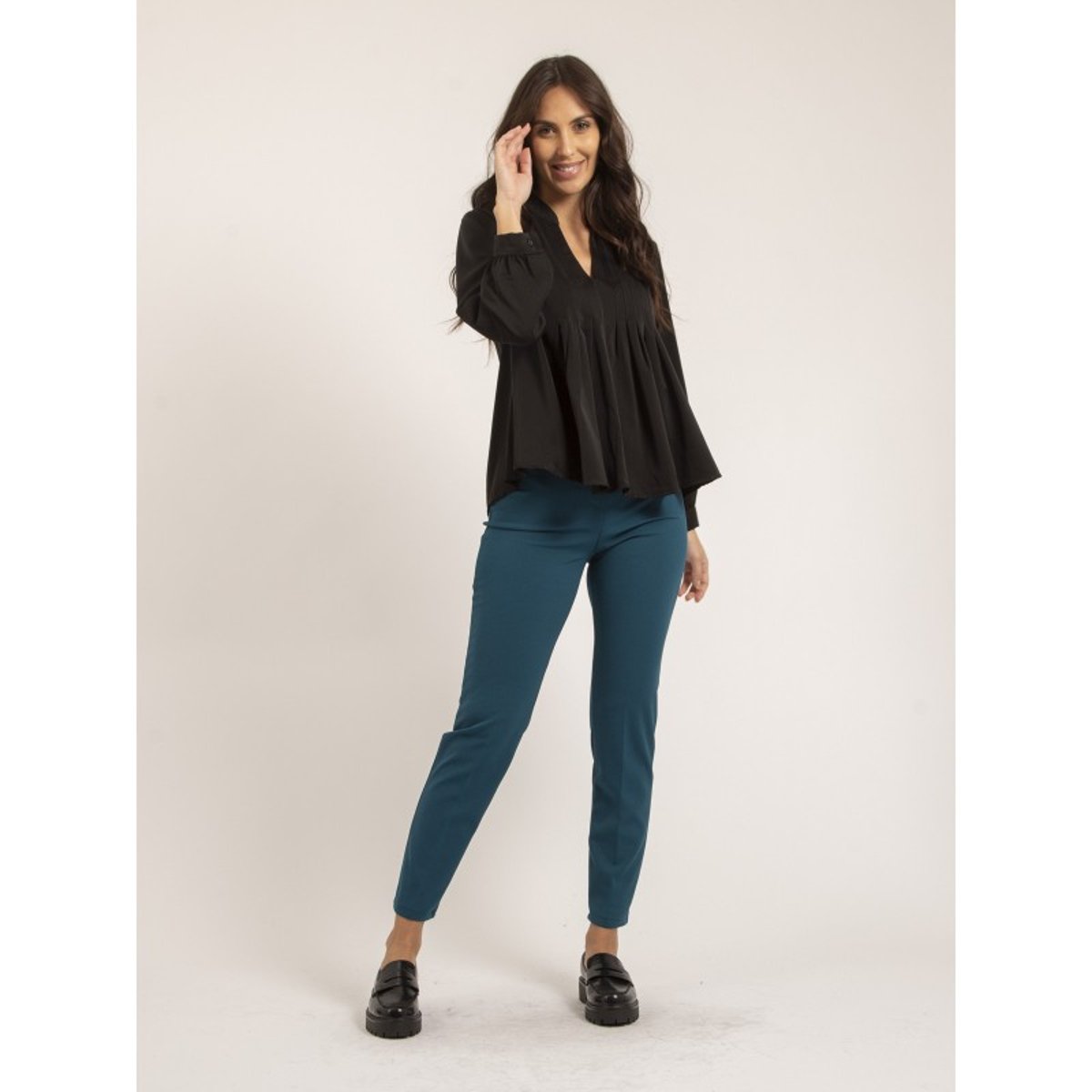 Blouse Plissée Oana noir, DONA LISA