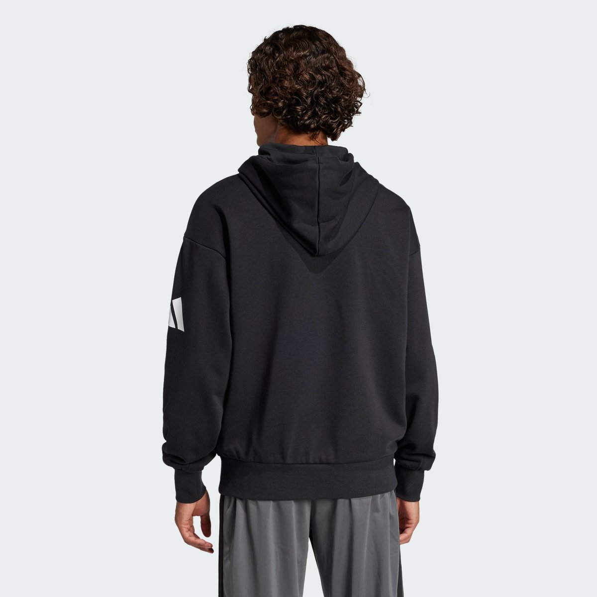 Sweat-shirt à capuche ample French terry logo à 3 bandes Essentials black / white, ADIDAS SPORTSWEAR