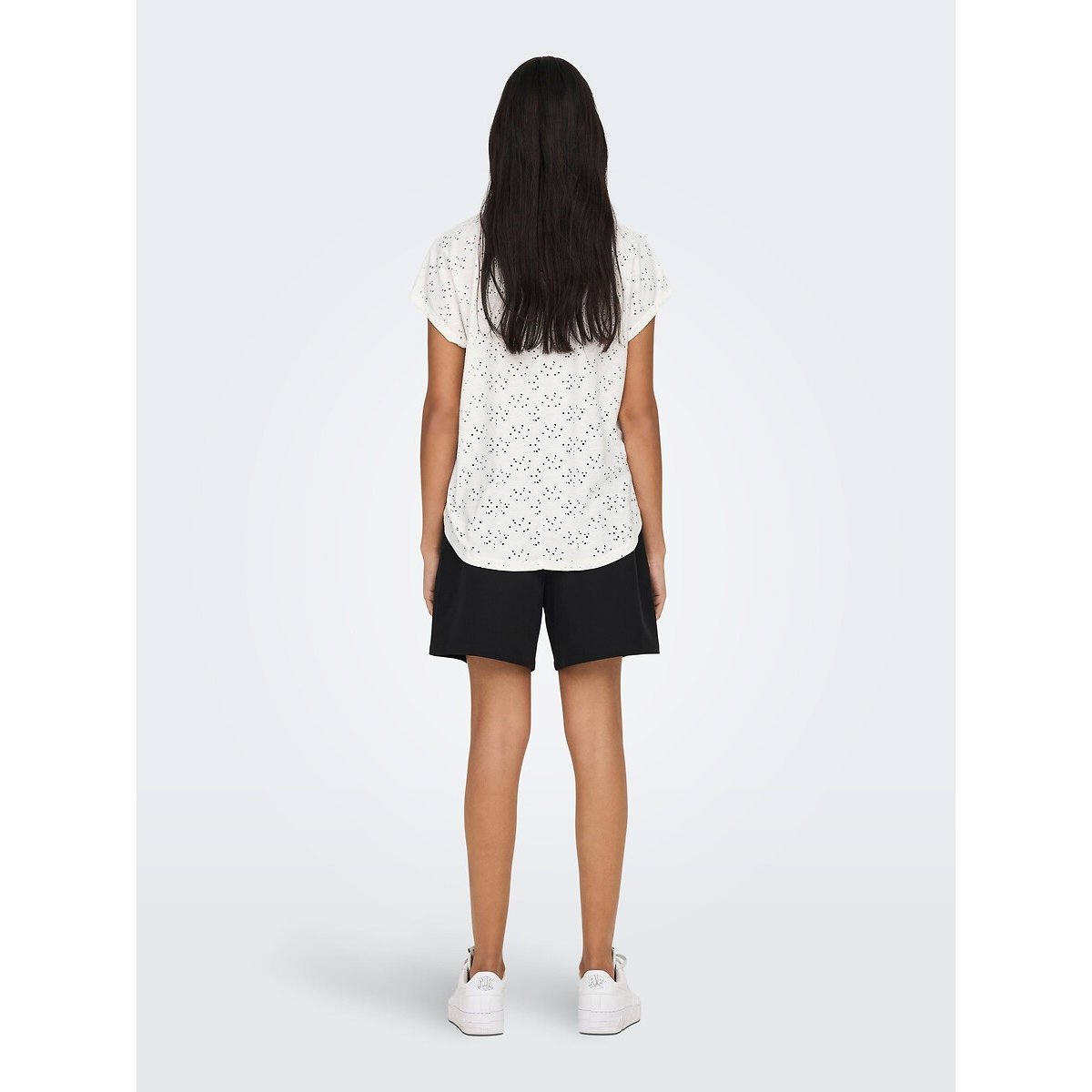 Openwork T-Shirt with Short Sleeves white, ONLY