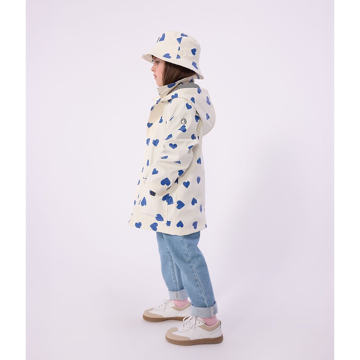 Ciré iconique enfant, imprimé cœurs blanc/bleu, PETIT BATEAU