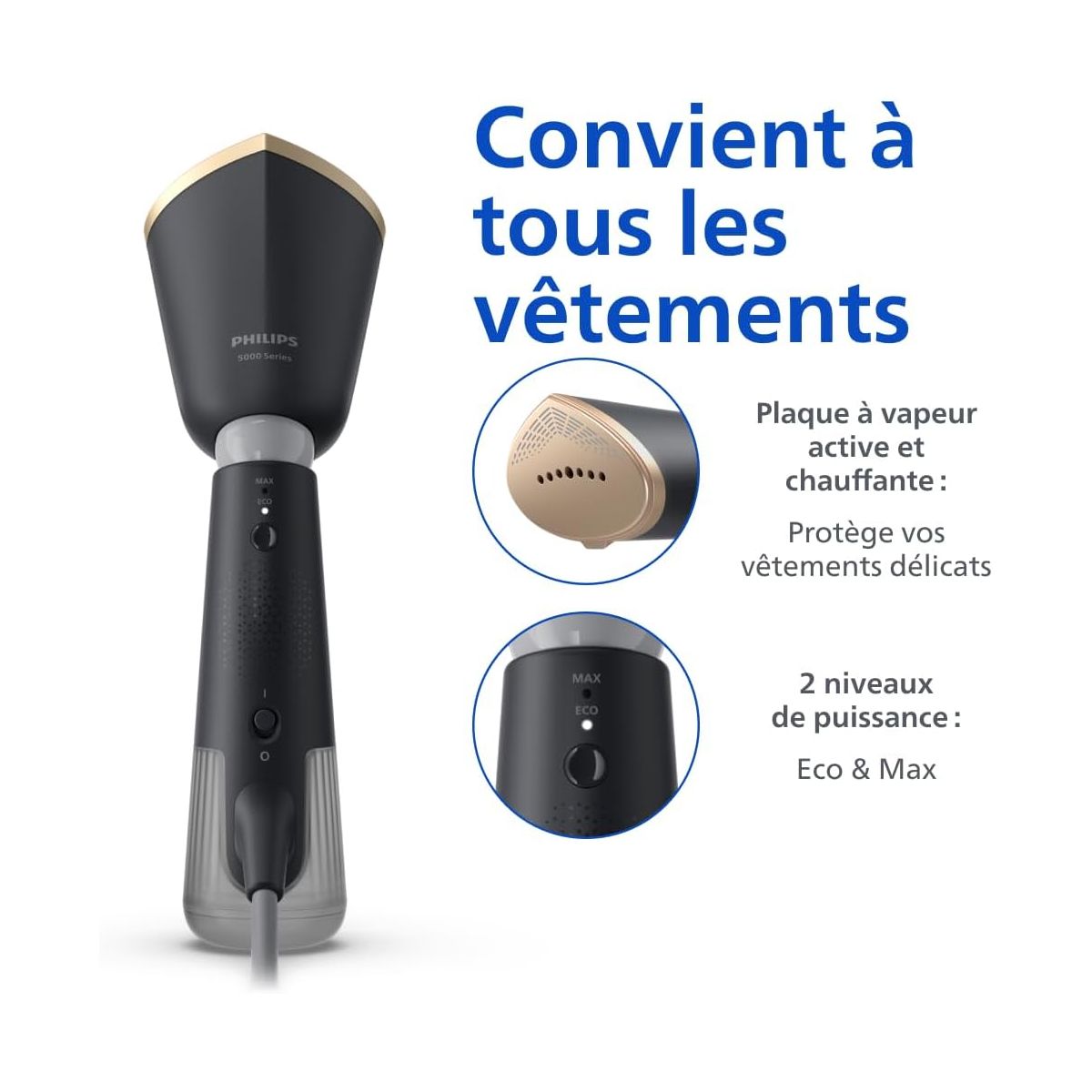 Défroisseur vapeur STH5030/80 steamer noir couleur unique, PHILIPS
