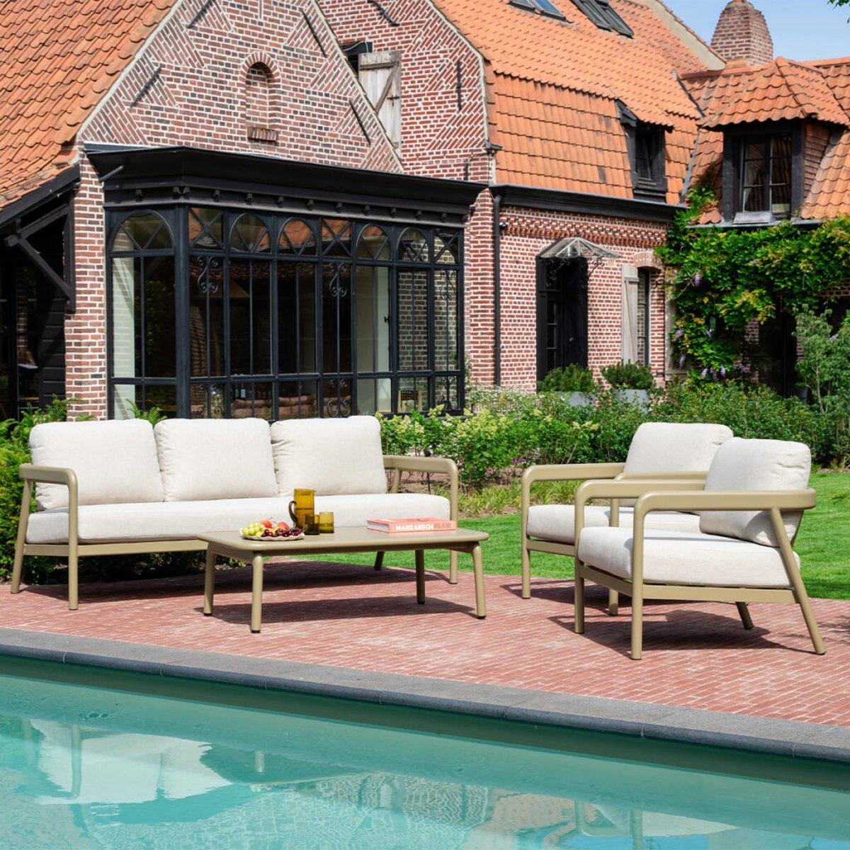 Salon de jardin bas 5p en aluminium Kaki clair LINDOS kaki clair, WILSA GARDEN