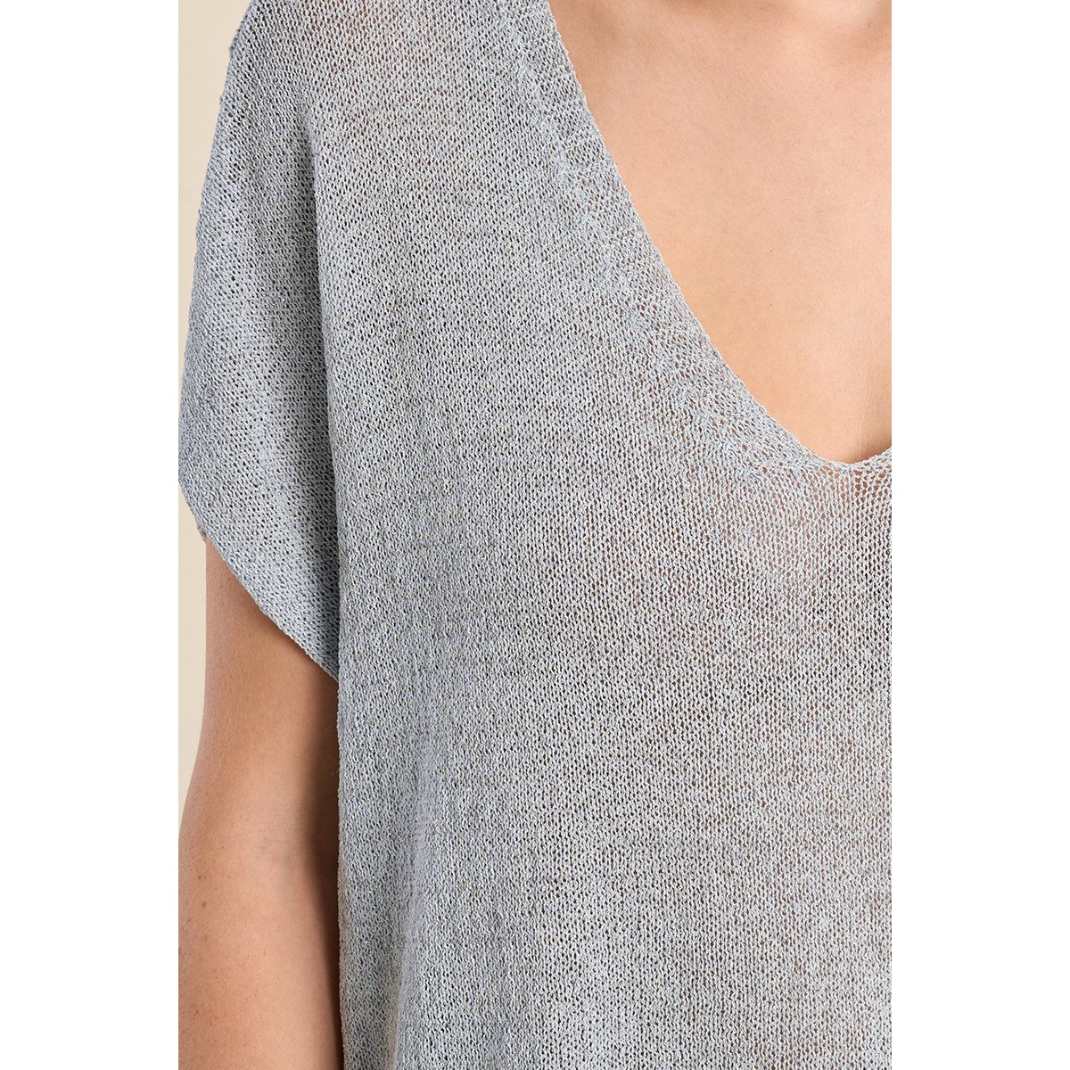 Pull sans manches en maille irisée bleu, MOLLY BRACKEN