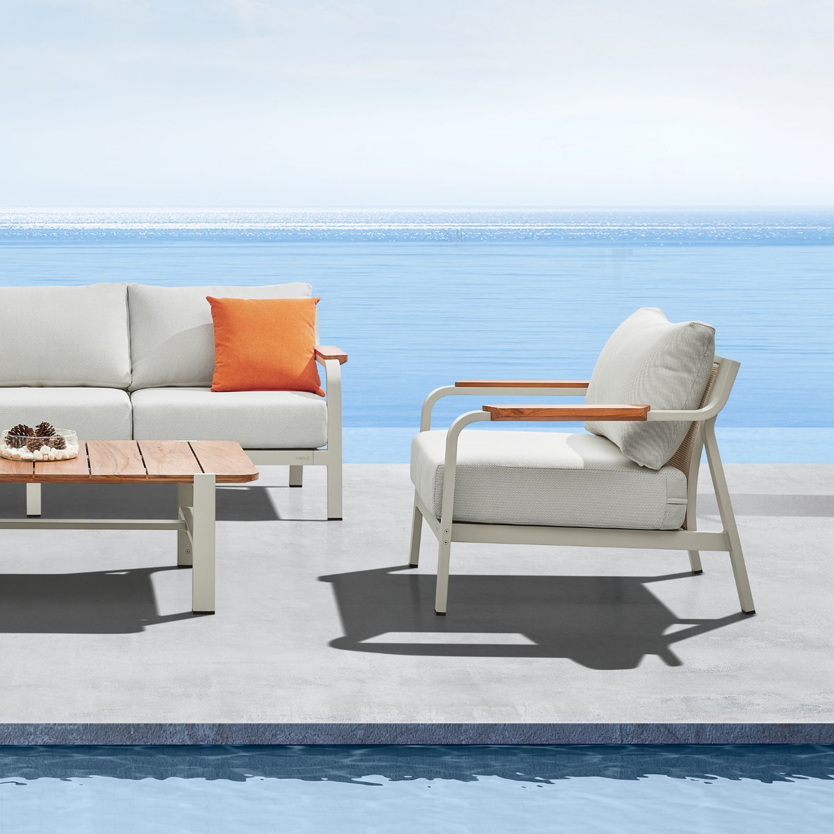 Salon de jardin en aluminium, VISCOUNTI gris anthracite, AU JARDIN DE CHLOÉ