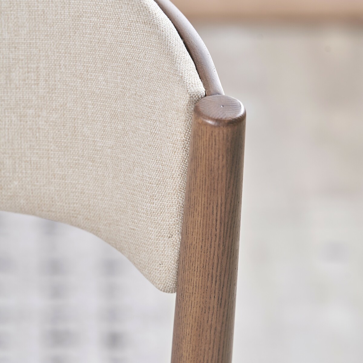 Elion Mid-Century Linen & Ash Wood Curved Back Dining Chair dark wood, ÉDITÉ