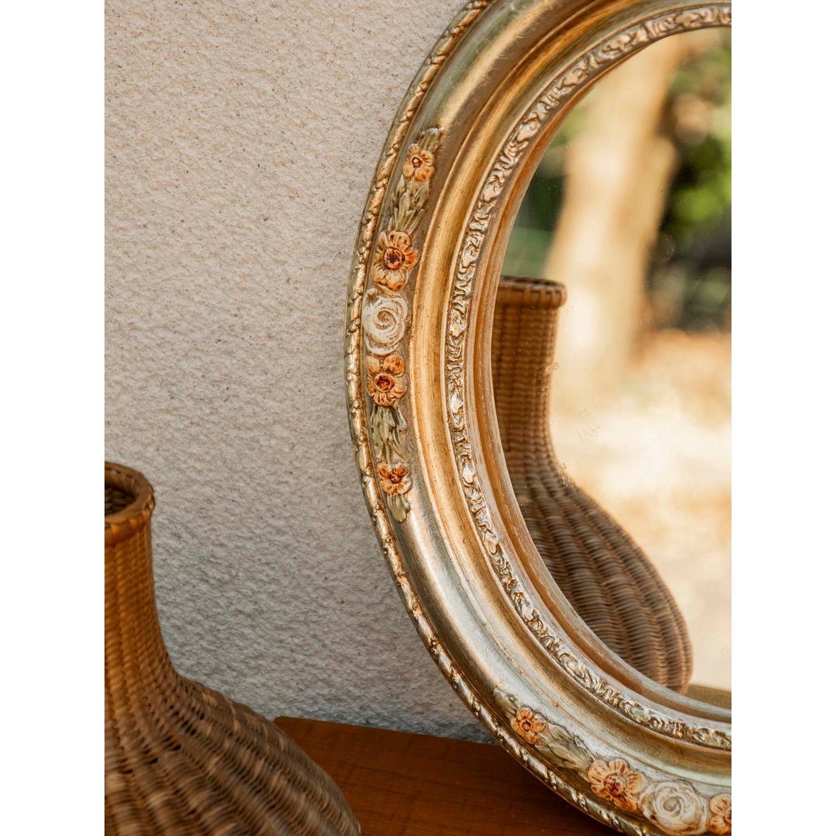 Miroir à l'encadrement floral délicat Georges N°1280 - Bon état multicolore, DEBONGOUT