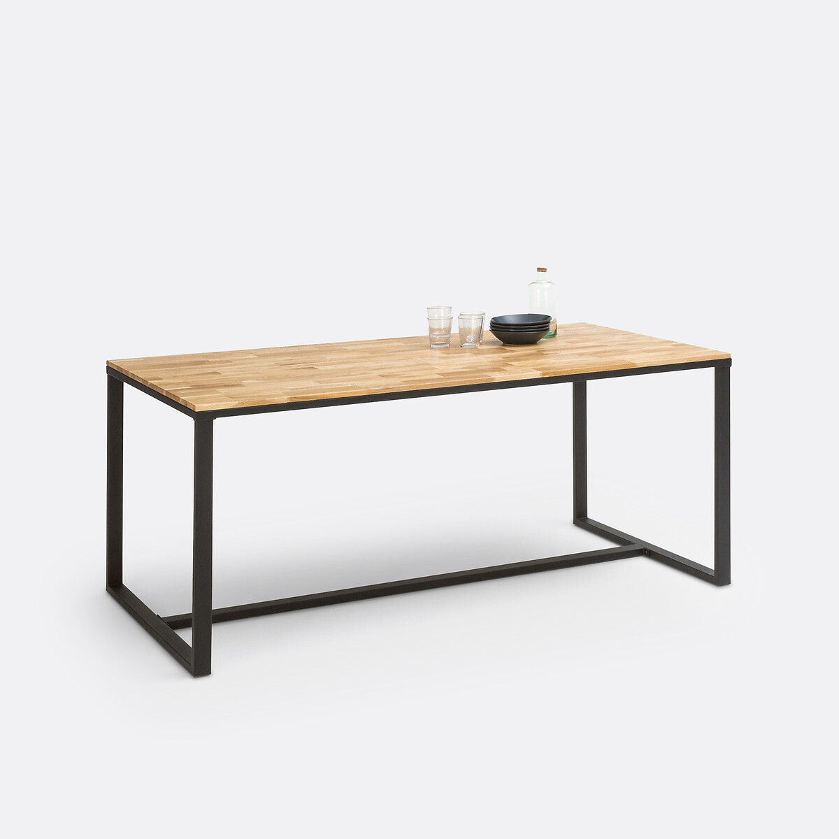 Table à manger, en chêne et métal acier, 8 couverts, HIBA naturel, LA REDOUTE INTERIEURS