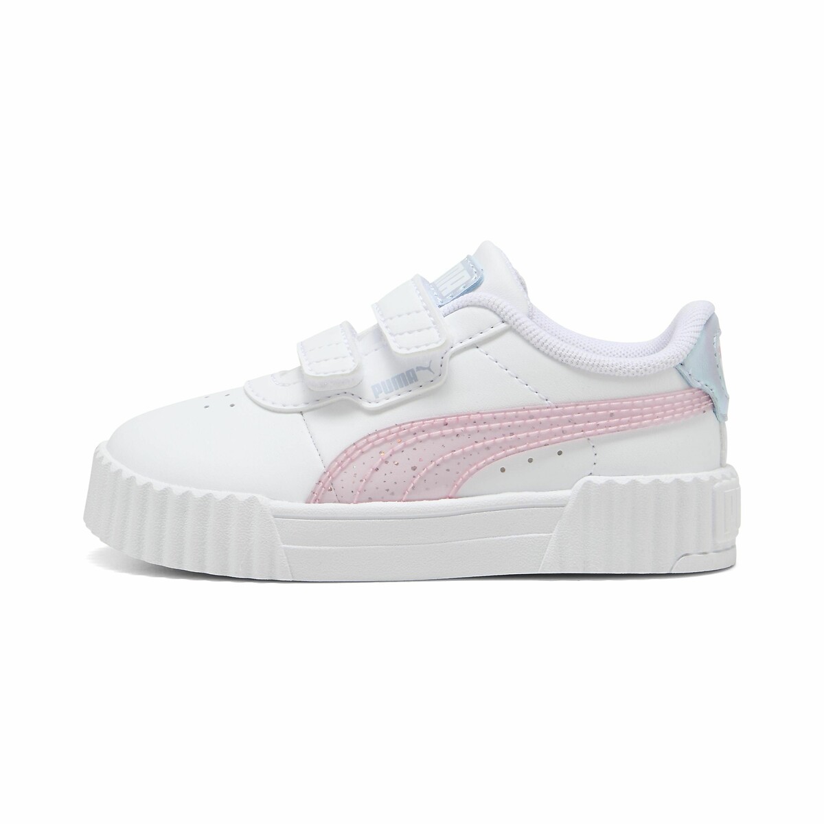 Kids Carina 3.0 Blurry Dreams Trainers in Leather white/pink, PUMA