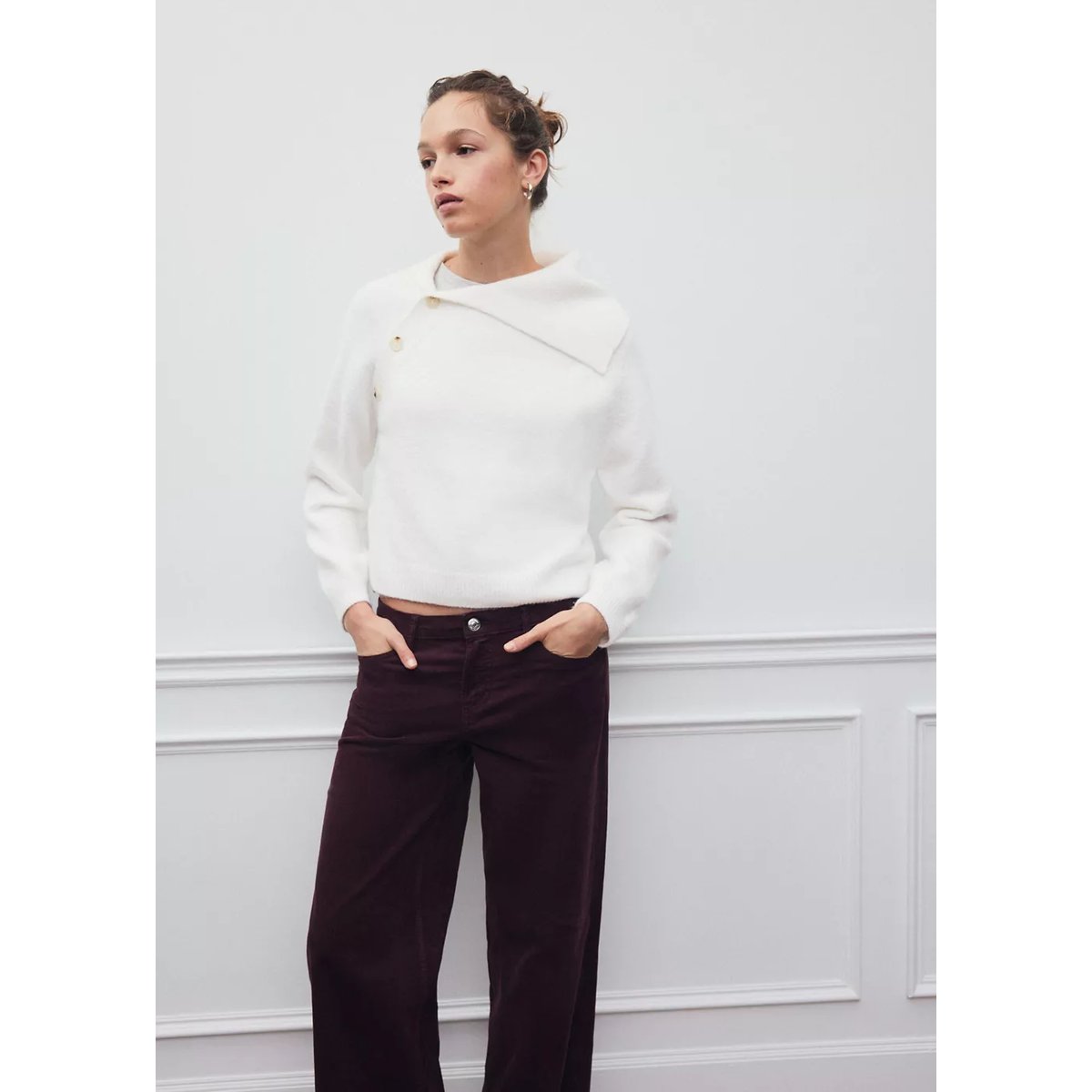 Pull-over à col roulé beige, MANGO TEEN