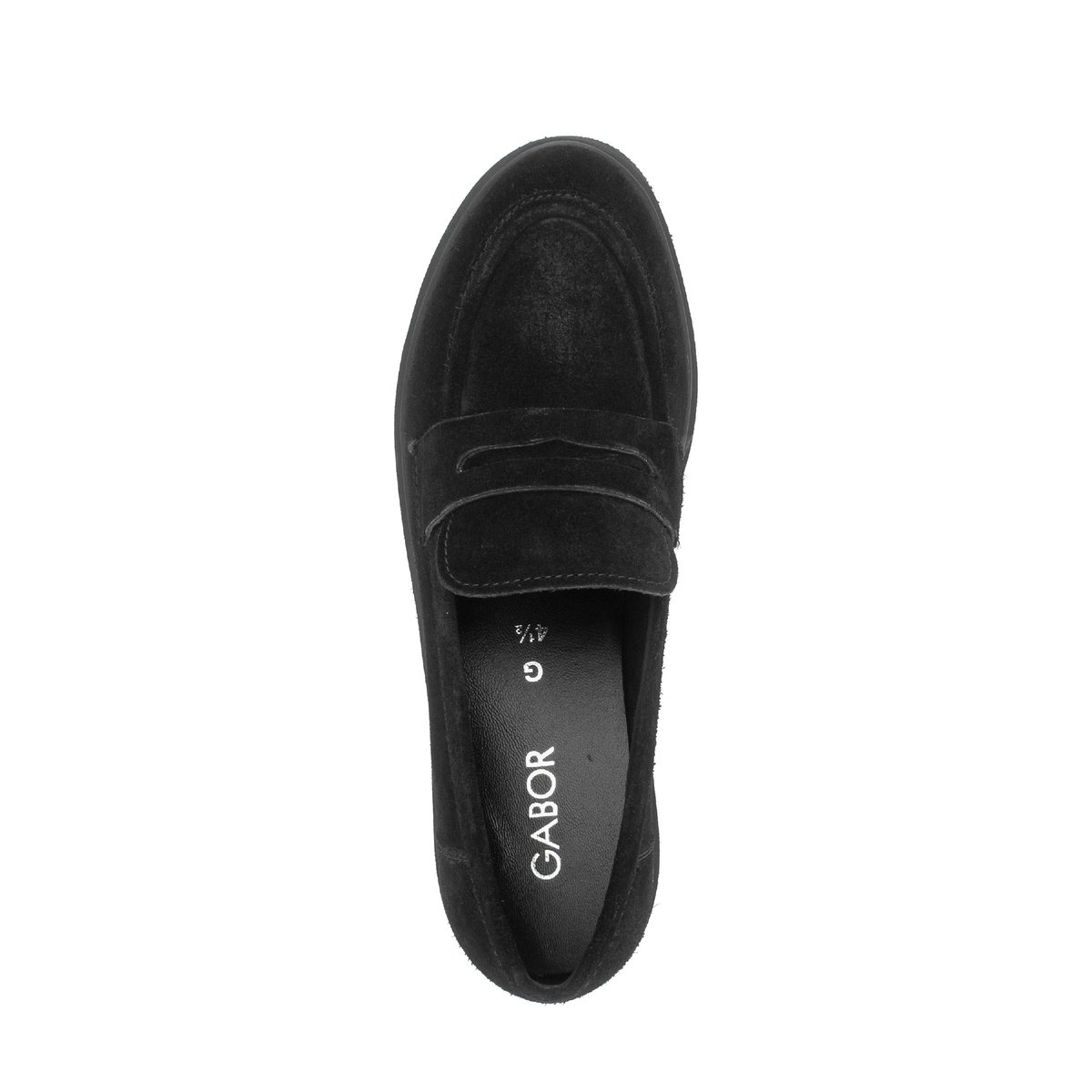Mocassins en cuir à talon décroché noir velours, GABOR