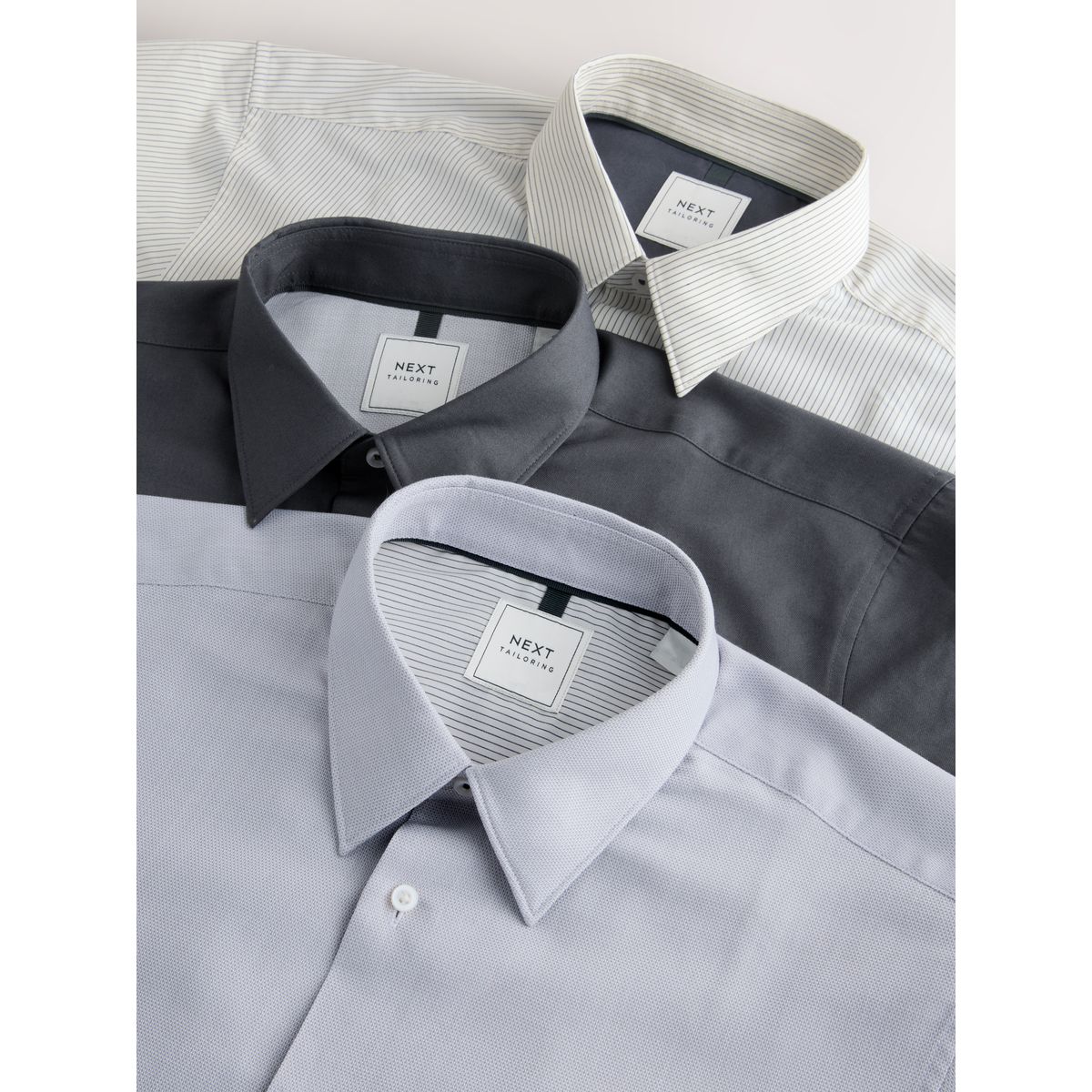 Chemise habillée à poignet simple, lot de 3 gris, NEXT