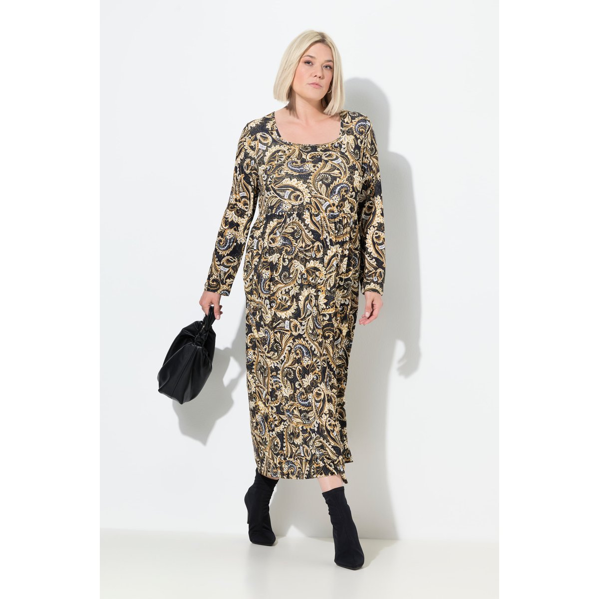 Robe maxi motif cachemire noir, ULLA POPKEN