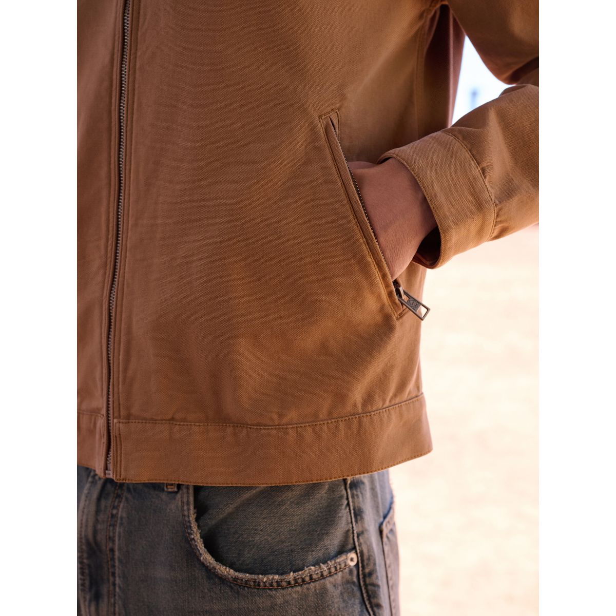 Veste en toile avec col velours côtelé marron fauve, NEXT