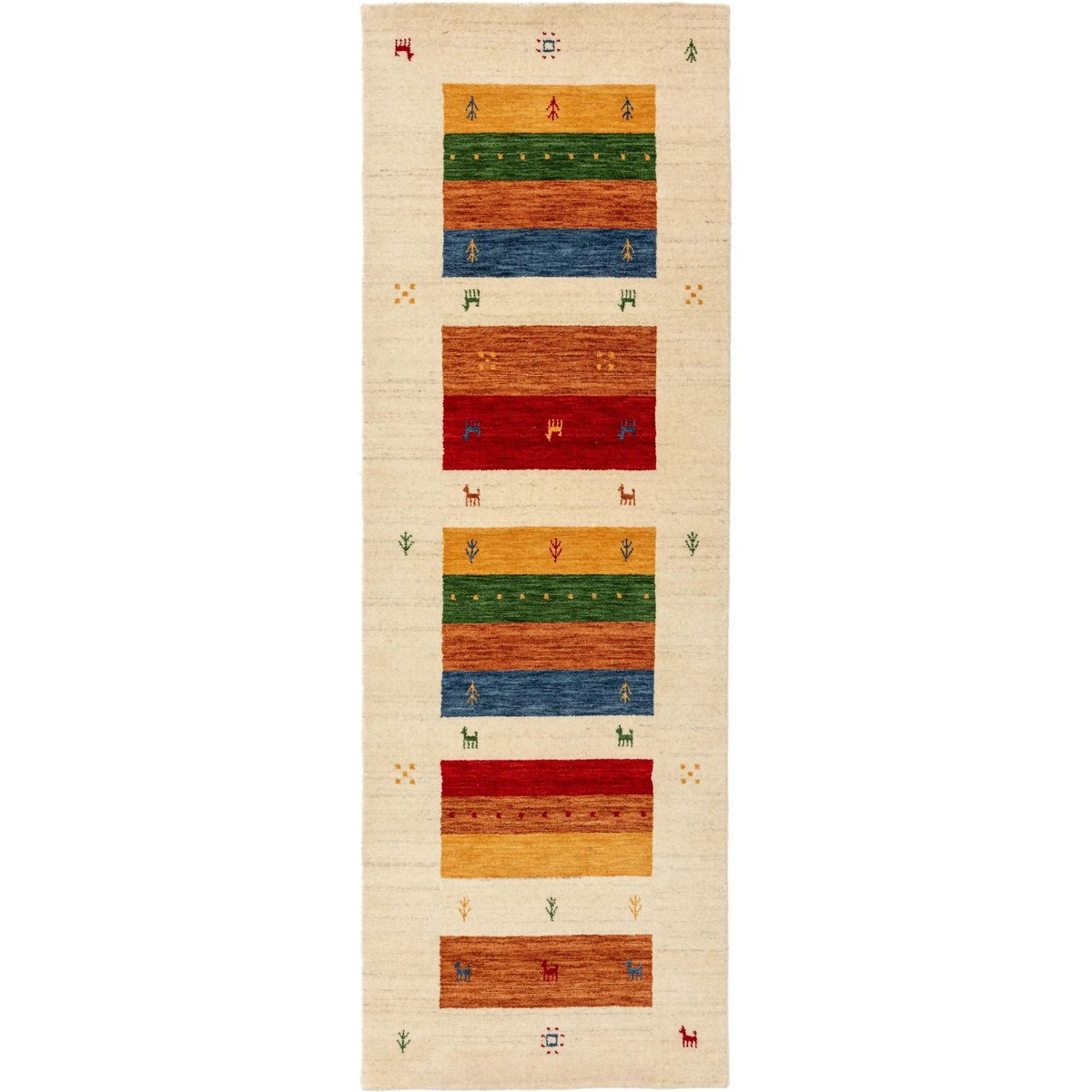 Tapis de couloir en laine tissé main JAMAL multicouleur/beige, BENUTA 