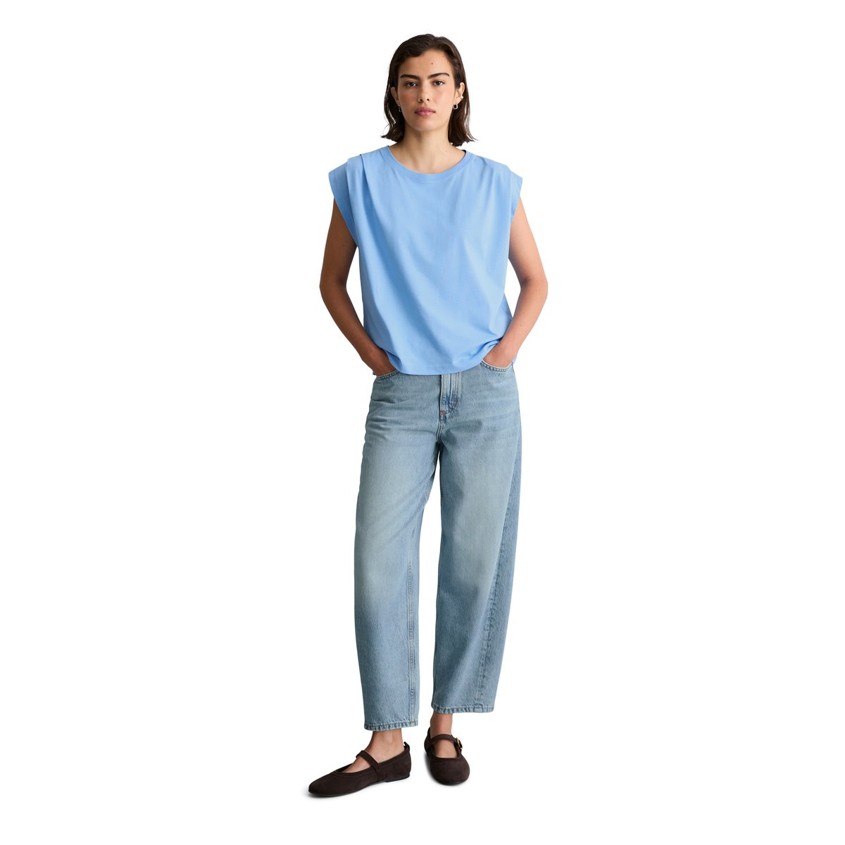 T-shirt relaxed en pur coton organique bleu moyen, MARC O’POLO DENIM