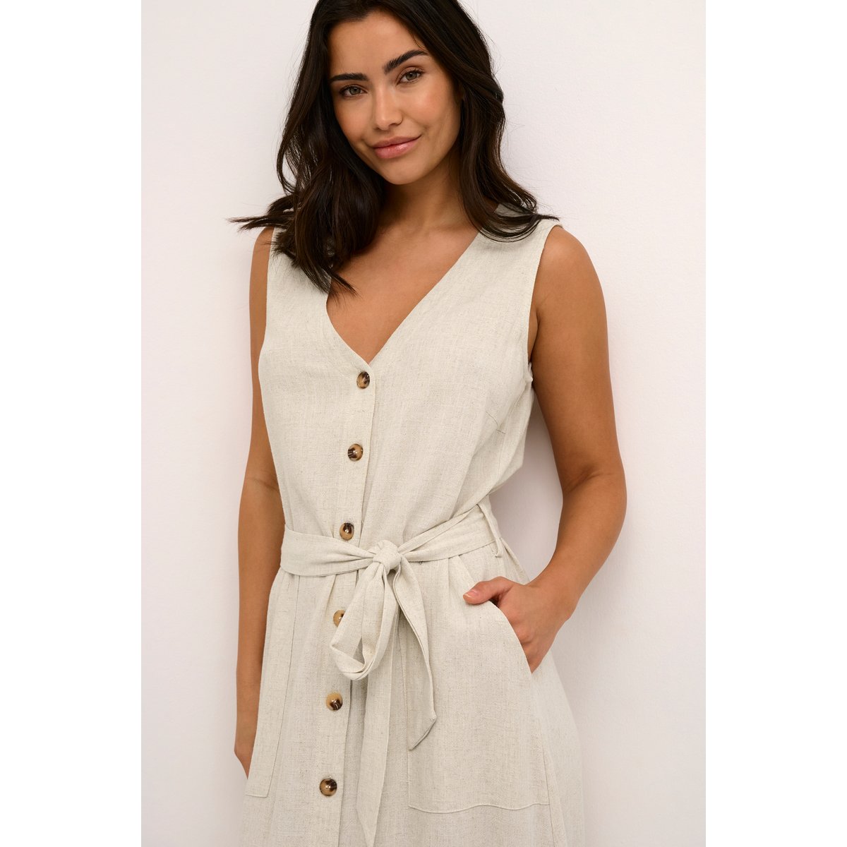 Robe beige light sand linen, KAFFE