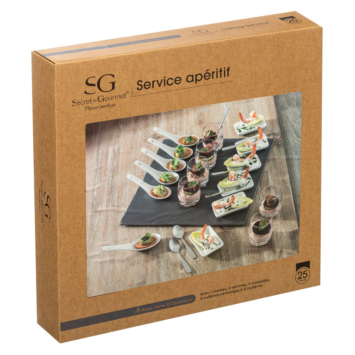 Set apéritif carré 25 pièces Blanc blanc, SECRET DE GOURMET
