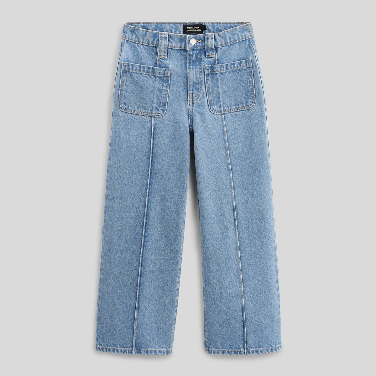 Jean large avec poches light blue stone, MONOPRIX