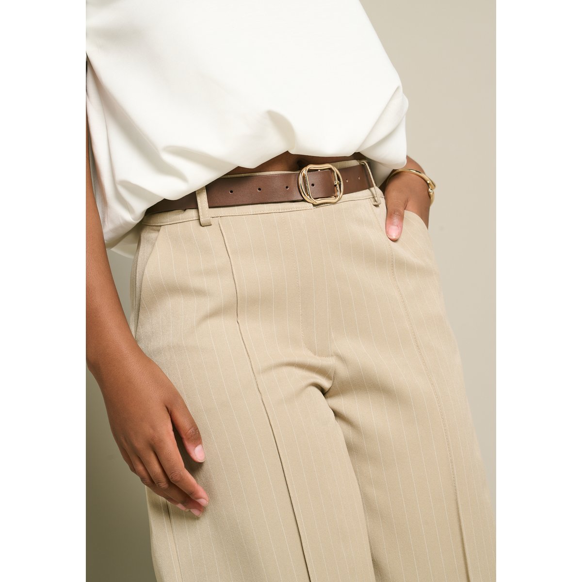 Pantalon barrel beige sand, LOLALIZA