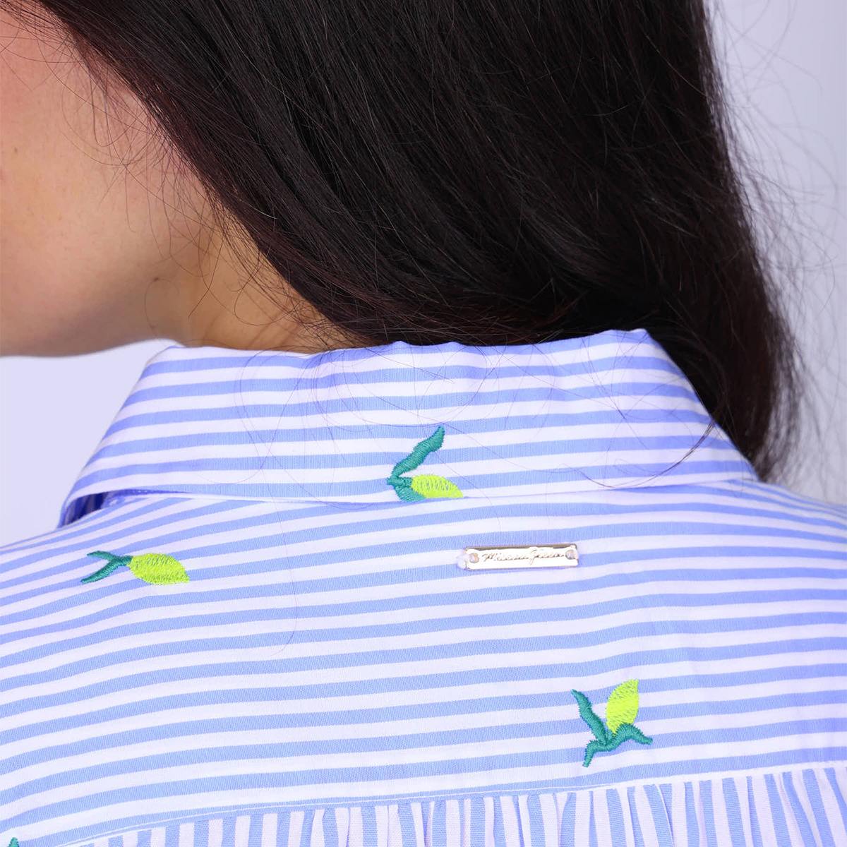 Top rayé brodé bleu, MISE AU GREEN